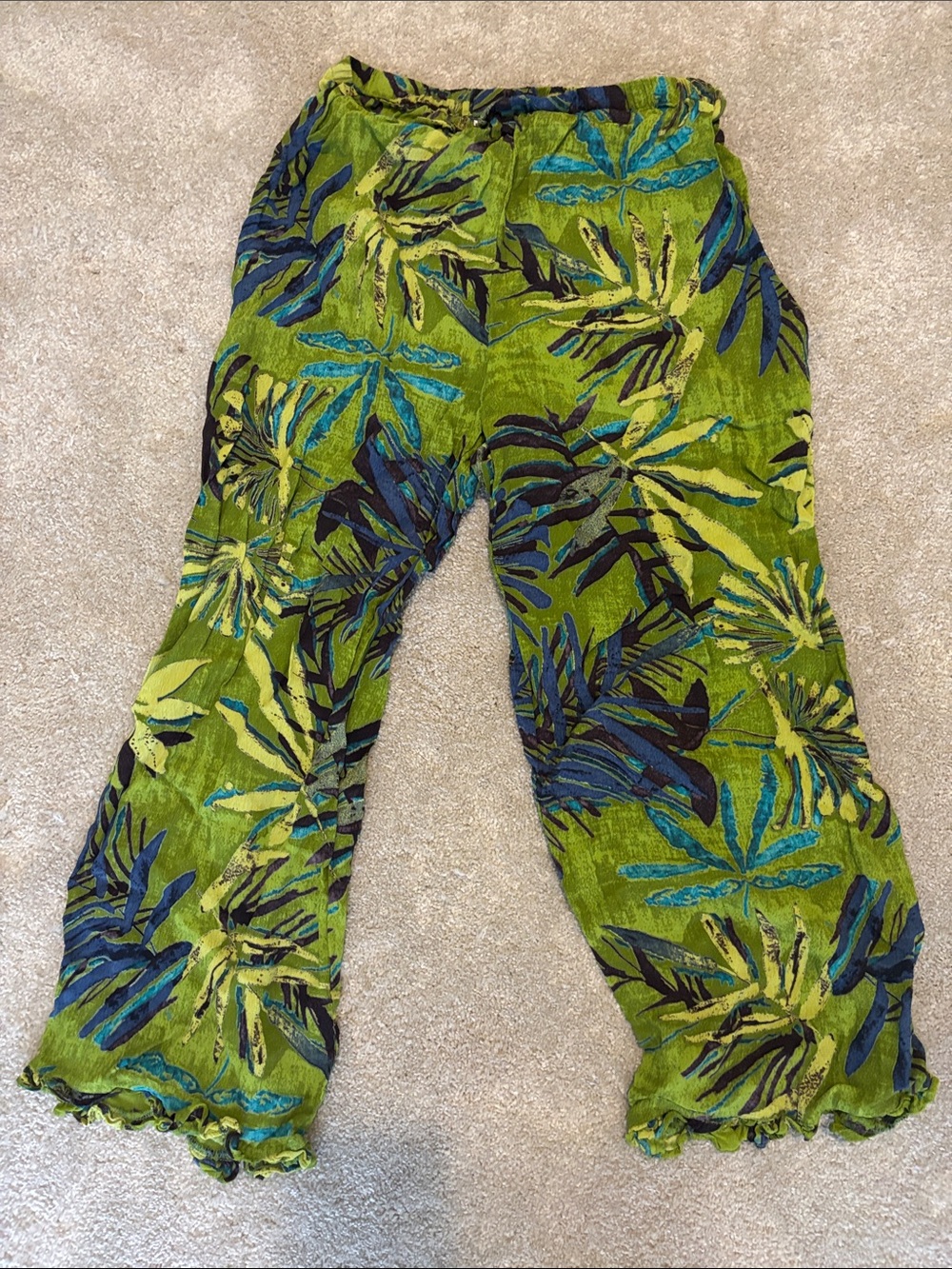 Chico's Lime Green and Blue Printed Lounge Pants